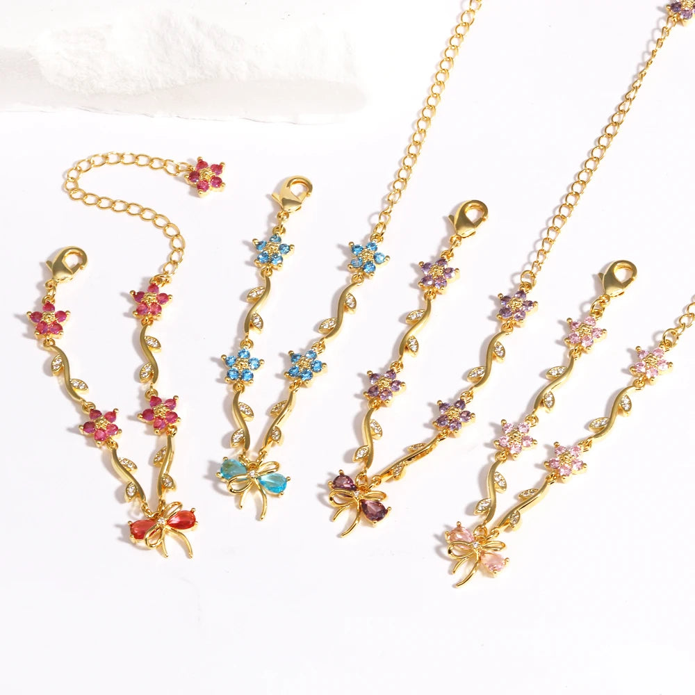 Crystal Bow Charm Bracelet