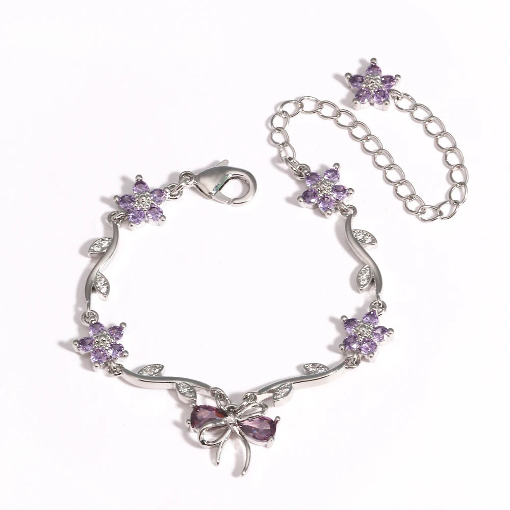 Crystal Bow Charm Bracelet