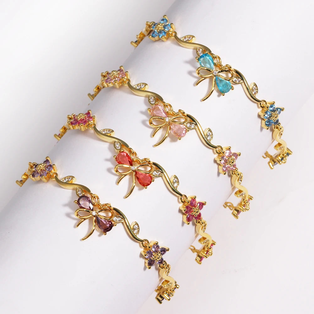 Crystal Bow Charm Bracelet