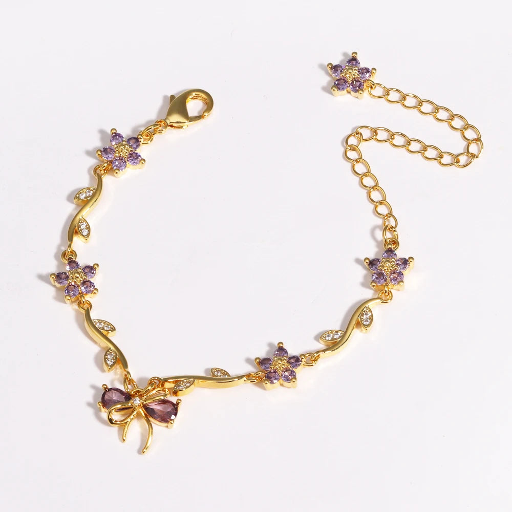 Crystal Bow Charm Bracelet