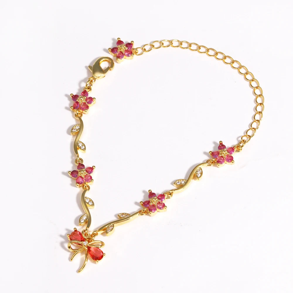 Crystal Bow Charm Bracelet