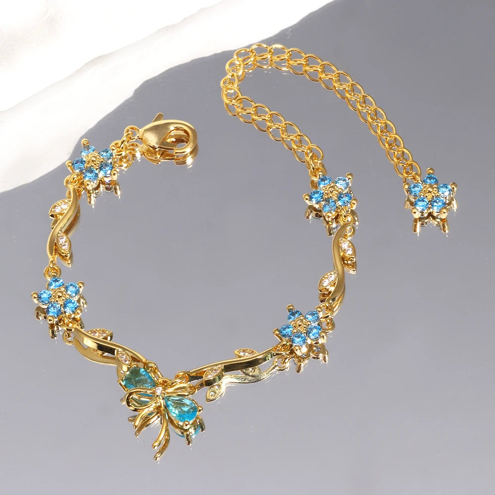 Crystal Bow Charm Bracelet