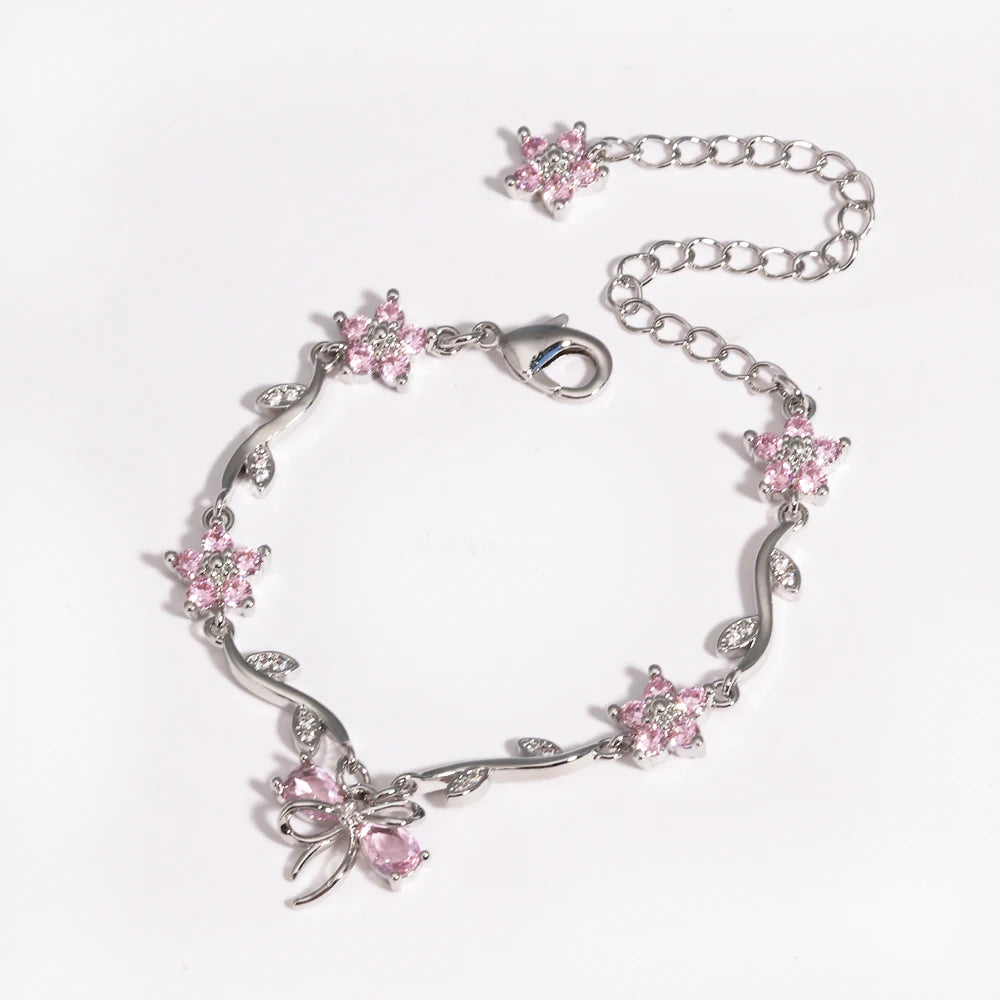 Crystal Bow Charm Bracelet
