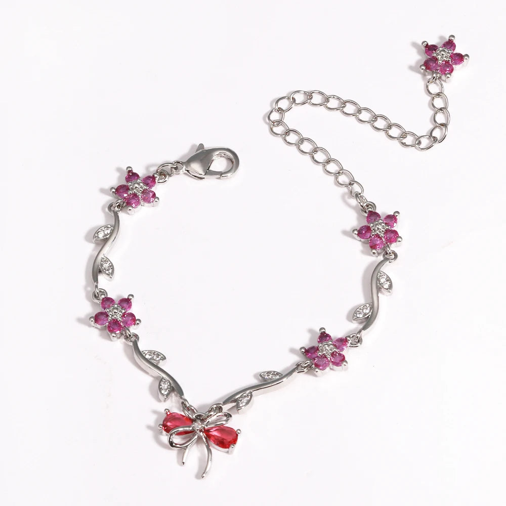 Crystal Bow Charm Bracelet