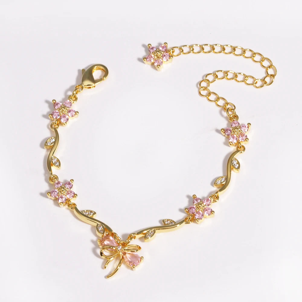 Crystal Bow Charm Bracelet