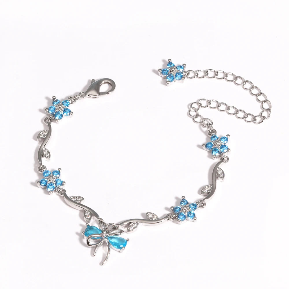 Crystal Bow Charm Bracelet