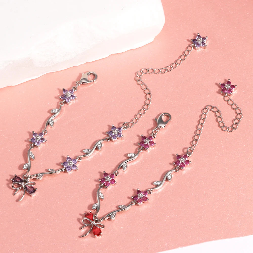 Crystal Bow Charm Bracelet