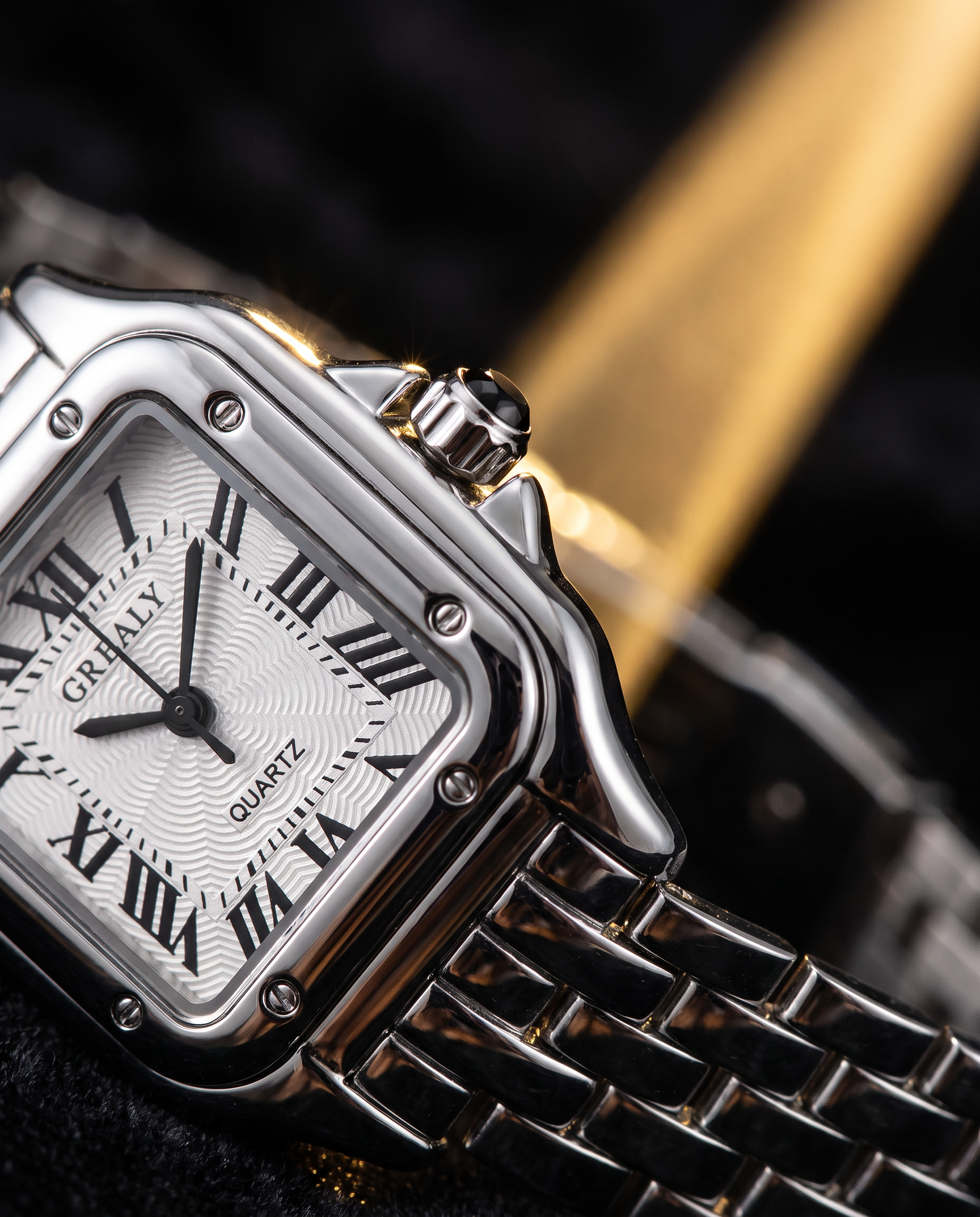 Velmora Nocturne silver watch macro dial detail
