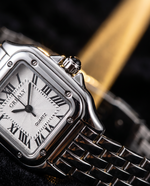 Velmora Nocturne silver watch macro dial detail